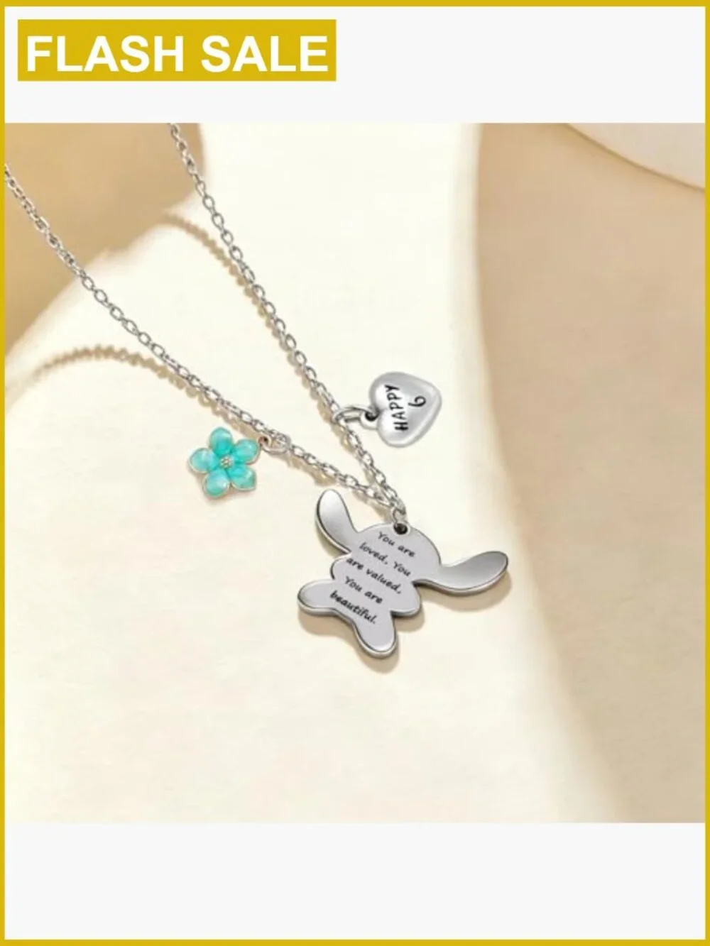 Engraved Girls Necklace You Are Loved Valued Beautiful Pendant